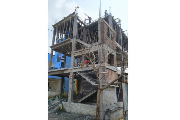 Modern architectural building construction with premium exterior finish