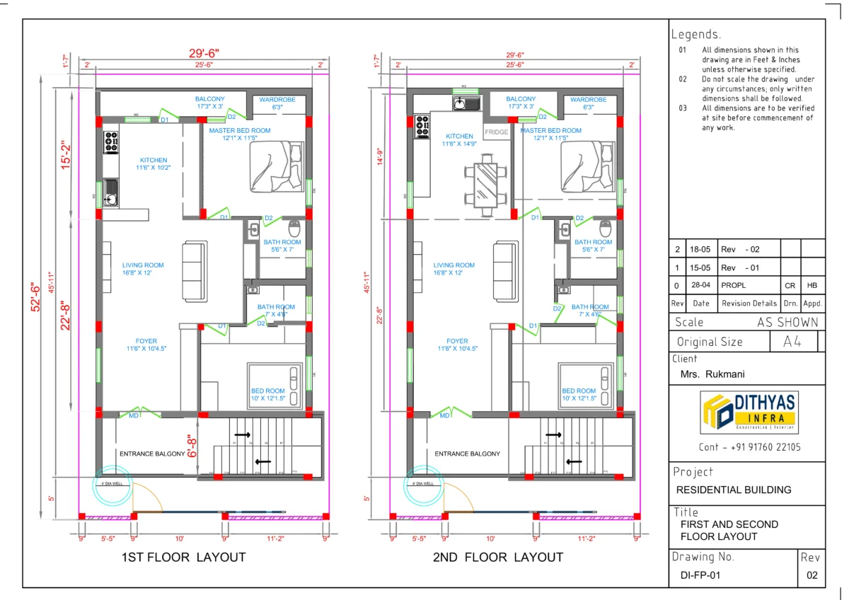 Floor Plan for residential building