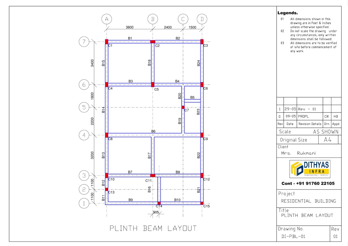 PLINTH BEAM LAYOUT - METHA NAGAR