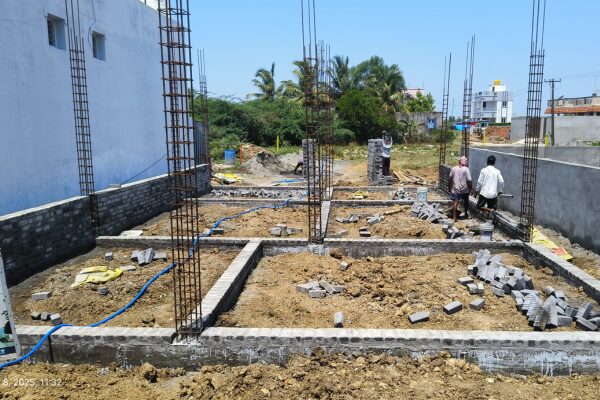 Large commercial building construction with modern infrastructure design