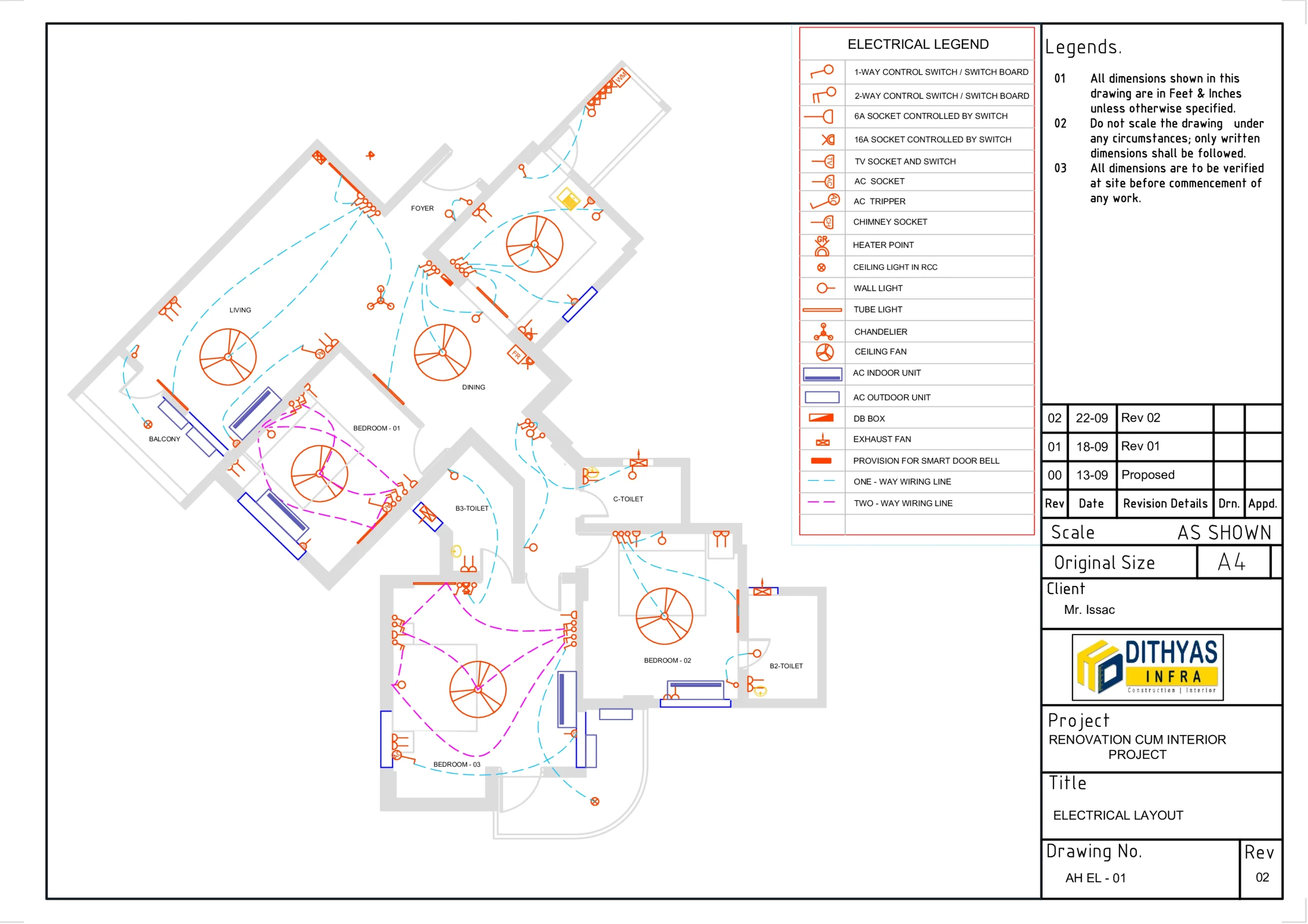 AArchitectural drawing electrical layout