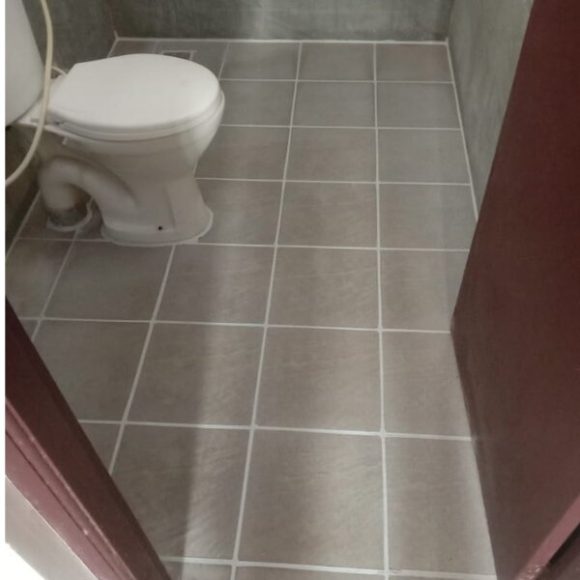 High-gloss epoxy floor coating for contemporary interior space