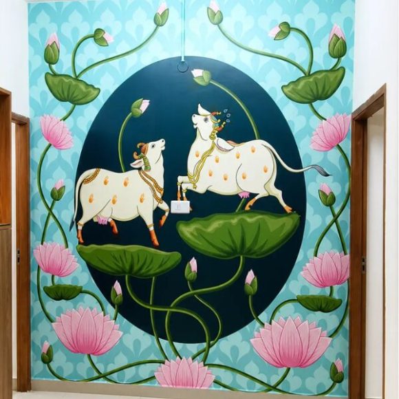 Elegant wallpaper design installation for modern living room interiors