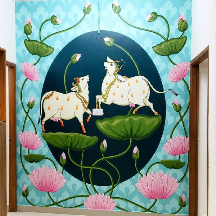 Elegant wallpaper design installation for modern living room interiors