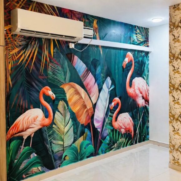 Modern customized wallpaper installation for luxury residential interiors