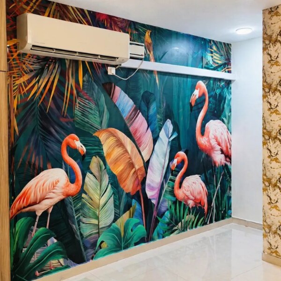 Modern customized wallpaper installation for luxury residential interiors